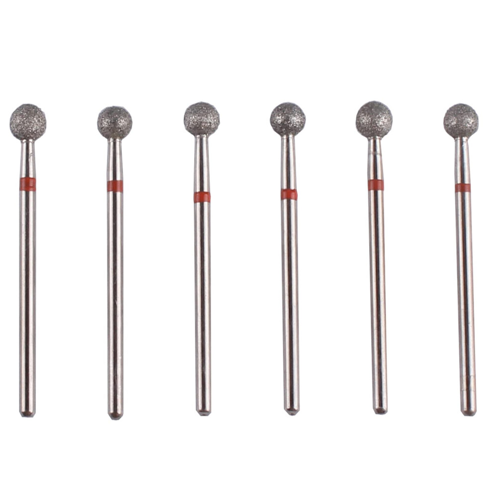 Mzcmsl 6Pcs Pro Diamond Ball Bits,Cuticle Drill Bit Set For Russian Manicure,332 Shank Efile Bit (50Mm)