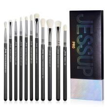 Jessup Lidschattenpinsel-Set, 11-teiliges Augen-Make-up-Pinsel-Set, professioneller Lidschattenpinsel, Mischpinsel, Shader-Faltenpinsel, Schwarz, T34