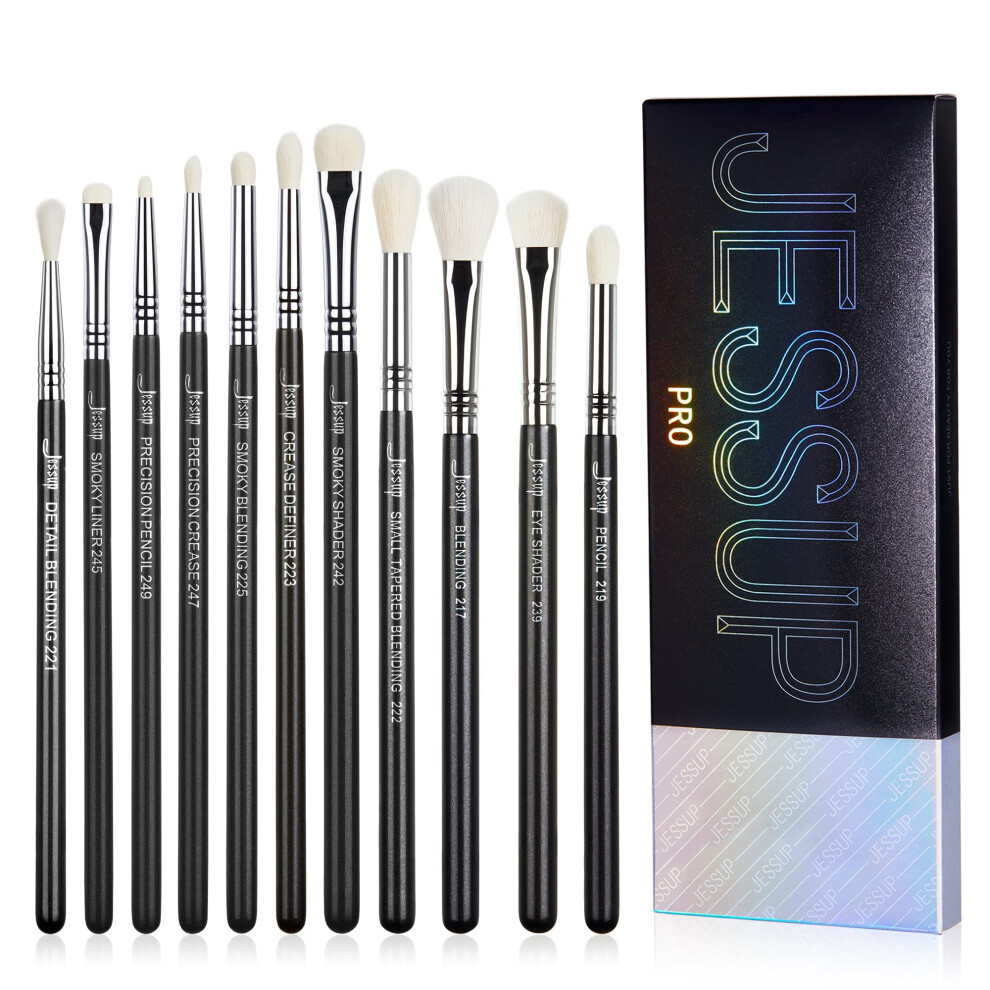 Jessup Black Eyeshadow Brush Set 11Pcs Eye Makeup Brushes Set Professional Eye Shadow Brush Blending Brush Shader Crease Brush T340