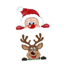 (As show, One size) Set of 2 Christmas Window Stickers PVC Material Versatile Xmas Window Clings