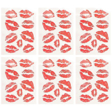 (As show, One size) 6pcs Temporary Stickers Sexy Lips Pattern Water-proof Stickers Body Decorations Stickers