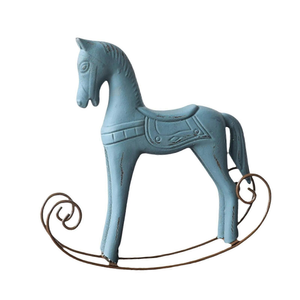 (Blue, One size) Rocking Horse Statue Centerpiece Rocking Horse Figurine for Office Desk Pink-image-OPC-PHR9ZSY-NEW