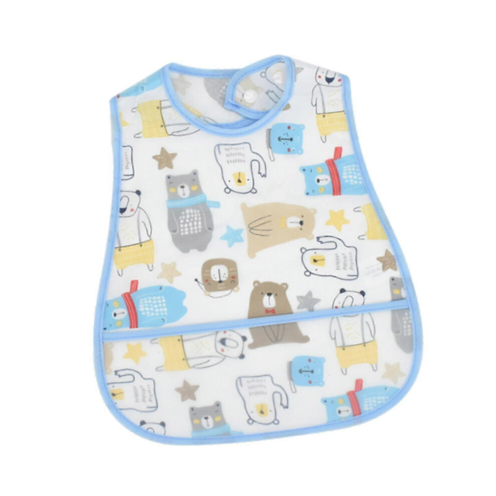 (Car, One size) Baby Bib Waterproof with Crumb Catcher Pocket Babies Bib for Eating Feeding Bear