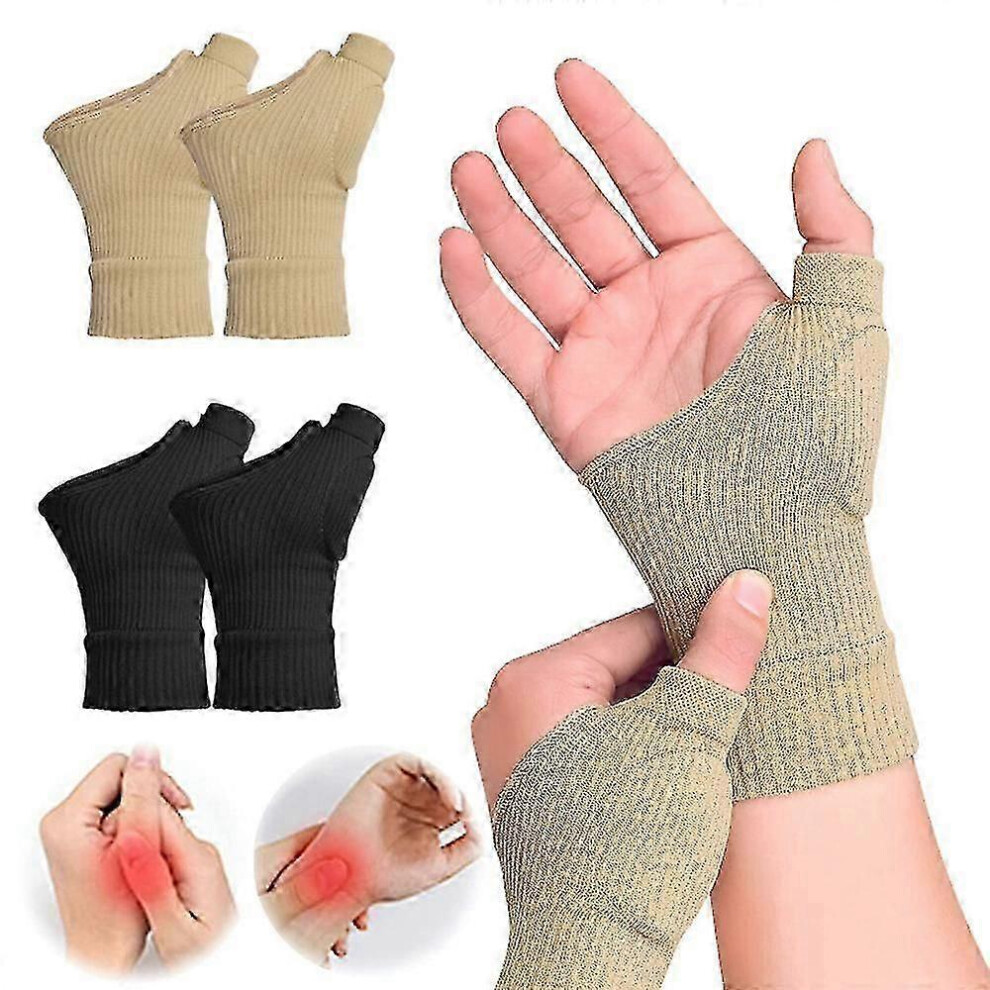 Kikidex (S, Skin Color) Compression Therapy Gloves Gel Filled Thumb Hand Wrist Support Gloves For Arthritis Tenosynovitis