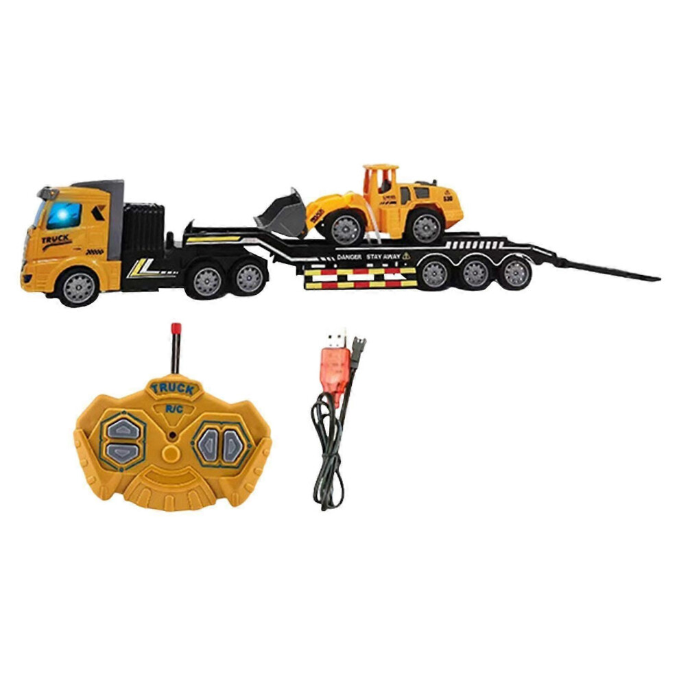 (Flat head fire truck, One size) Tow Truck Model Remote Control Transport Toy for 3-7 Years Old Kids Children Flat engineering car-image-OPC-PHRB879-NEW