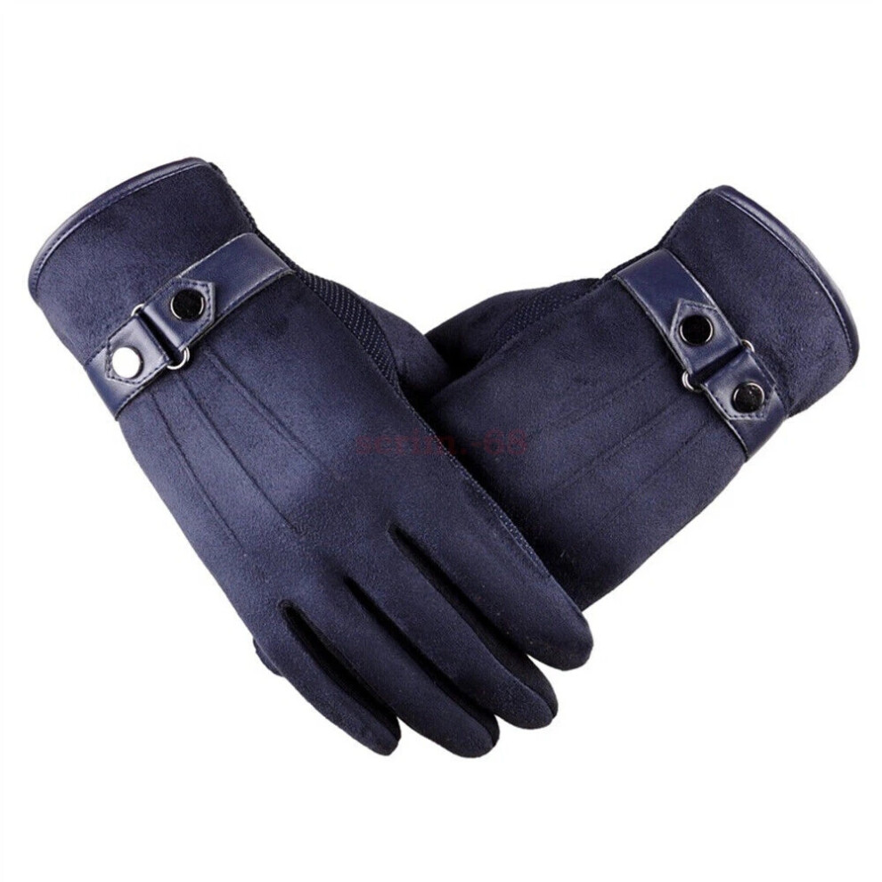 (Blue) Mens Winter Warm Suede Black Touch Screen Gloves Full Finger For Smartphone-image-OPC-PHRB8R2-NEW