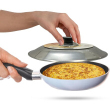 Tapa Volteadora para Tortillas de Acero Inoxidable - Compatible con Sartenes de 30cm y Platos