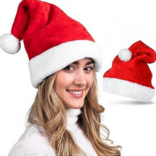(6 Pcs) Christmas Hat Short Plush Santa Claus Hat Christmas Decorations 6 Pcs Family Pack