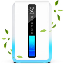 Deshumidificador, Deshumidificador Electrico con Capacidad de 2,5L, 3 Niveles, 6-48H Temporizador, Apagado Automático, Descongelación Automática