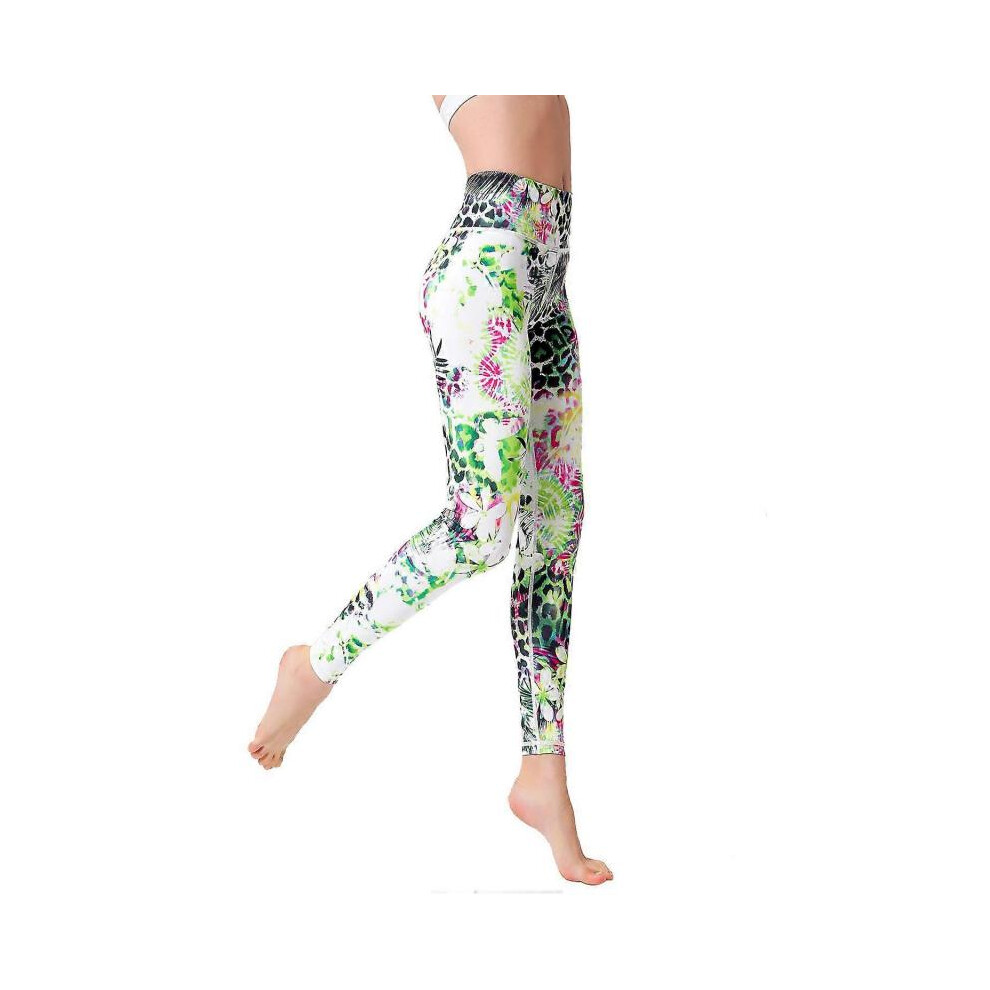 (L)Womens High Waist Yoga Leggings Tummy Control Butt Lifting Printed Workout Pants Super Stretch _c