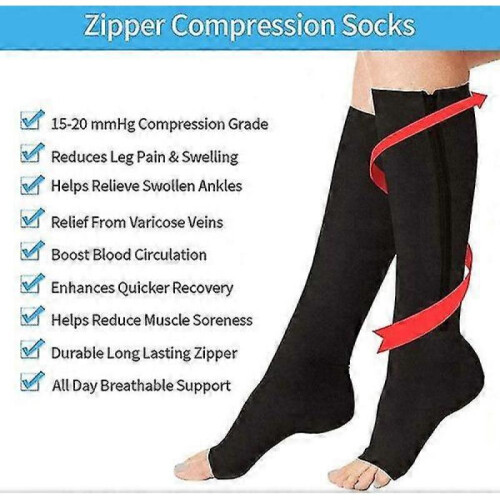 (L XL, black) Zip Sox Compression Socks 1