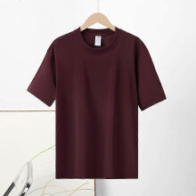 (3XL) Men's Women's Cotton Short-sleeved T-shirts Round Neck Tops Bottoming Shirts Maple Red S-4XL