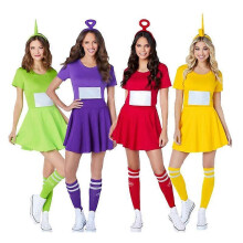 (10-12 years, Yellow) Women Teletubbies Costumes Tinky Winky Dipsy Laa-laa Po Cosplay Party Fancy Dress Suit