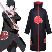(XXS (135cm), 1 x Cloak) Naruto Akatsuki Cloak Anime Cosplay Costume Uchiha Itachi Robe Halloween Cosplay Set