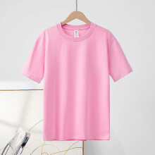 (S) Men's Women's Cotton Short-sleeved T-shirts Round Neck Tops Bottoming Shirts Cherry Blossom Pink S-4XL