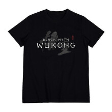 (XXL) BLACK MYTH WUKONG 3D Printed Cotton Short-Sleeved T-shirt Round Neck Top Bottoming for Adults _f