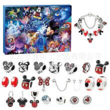 (Mickey Mouse2) Lilo Stitch Christmas Advent Calendar Bracelets 24 Days Xmas Countdown Calendars DIY Jewelry Making Bangles Gift