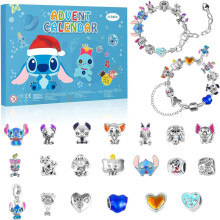 (Stitch1) Lilo Stitch Christmas Advent Calendar Bracelets 24 Days Xmas Countdown Calendars DIY Jewelry Making Bangles Gift