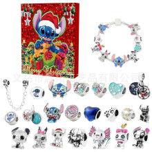 (Stitch5) Lilo Stitch Christmas Advent Calendar Bracelets 24 Days Xmas Countdown Calendars DIY Jewelry Making Bangles Gift