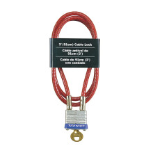 Ocelov lano Master Lock 719D s integrovan m vonkaj m visiacim z mkom s kl com, 1 balenie, strieborn , dl ka 3' x priemer 3/16'