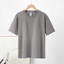(4XL) Men's Women's Cotton Short-sleeved T-shirts Round Neck Tops Bottoming Shirts Haze Gray S-4XL
