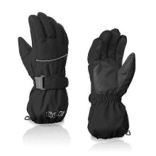(12-14Y, Black) Kids Winter Gloves Ski Gloves Waterproof Warm Gloves