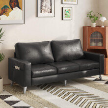 (Saddle Black) YODOLLA 3 Seater Sofa, Modern Sofa Couch Large