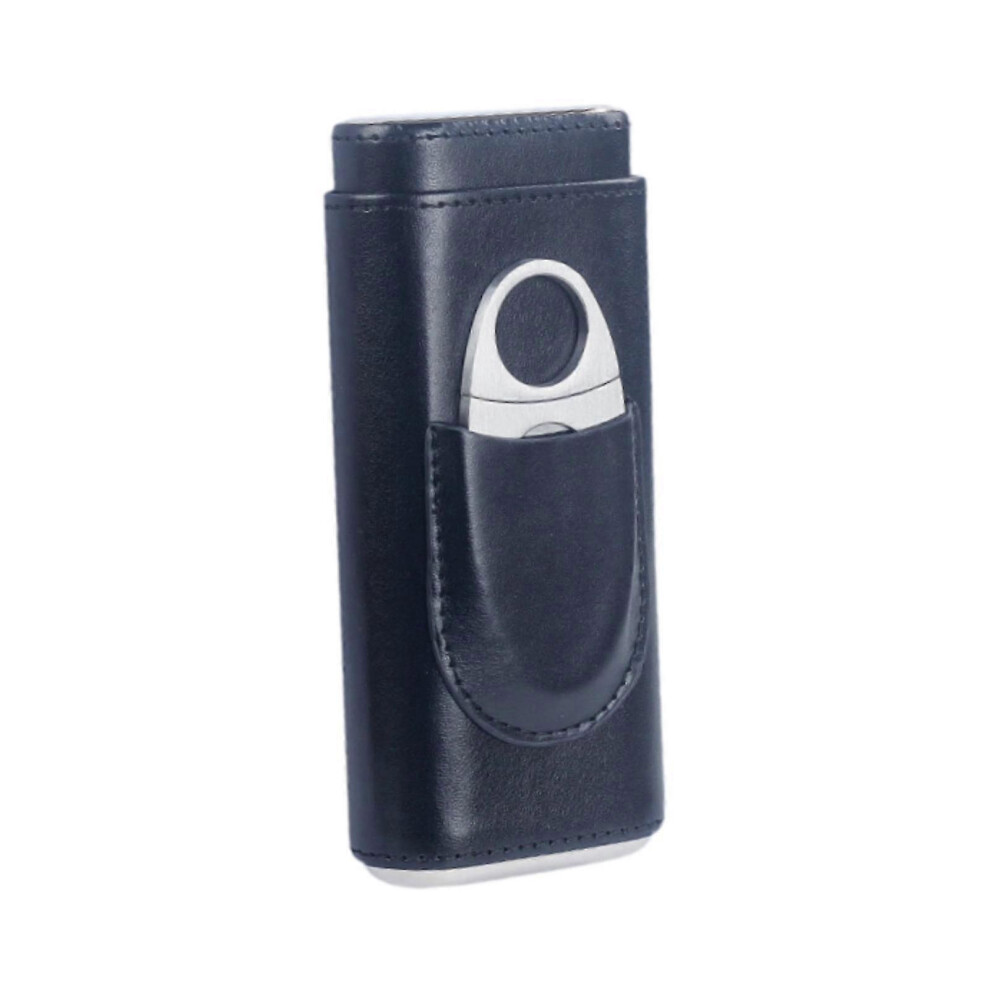 Kikidex Black/Yellow ( One Size) Cigar Case With Cutter Pu Leather Portable Travel Case For Lovers Father Man