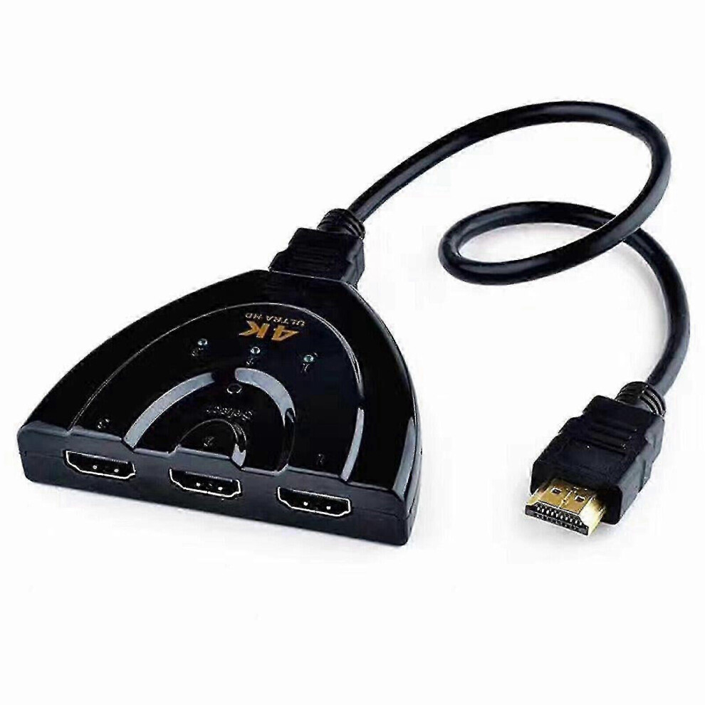 (As Show, One Size) 4K 3 Port Switch Switcher Splitter Selector Hub Box Cable Hdtv 1080P Auto Zekai 4633503755816