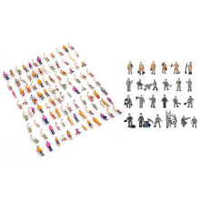 (As show, One size) 100 Pcs Ho Scale 1:100 Mix Painted Model Train Park Street Passenger People Figures & 25 Pcs 1:87 F Zekai
