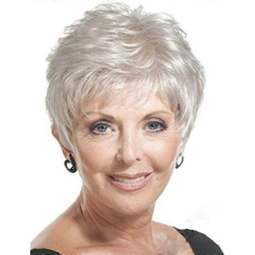 Kikidex Unisex (As Show, One Size) Womens Curly Boycut Hair Wig Full Synthetic Natural Wavy Pixie Wig
