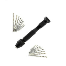 (As show, One size) Precision Pin Vise Hand Drill With Drill Bits Set Of 20 Pieces Rotary Tools For Models And Hobby Zekai