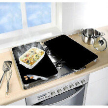 (As show, One size) Hob Protection, Glass Hob Cover, Set of 2, Tempered Glass, 30x52 cm, Black