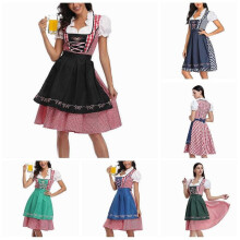 (L, Green) Womens Oktoberfest Beer Maid Costume Bavarian Traditional Dirndl Dress