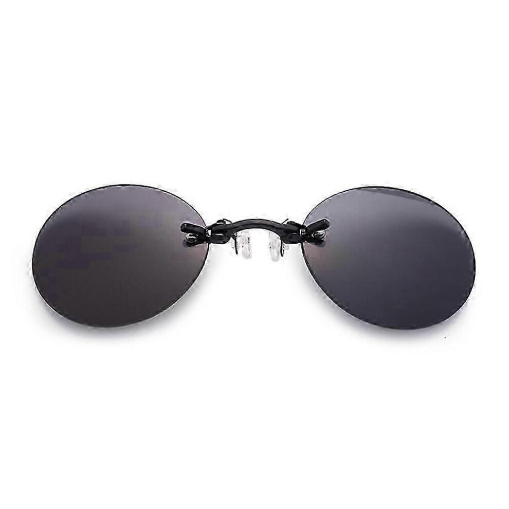 (Ice Blue Lens, One size) Matrix Morpheus Movie Rimless Sunglasses Men Retro Round Clip On Nose Glasses-image-OPC-PHRBNKT-NEW