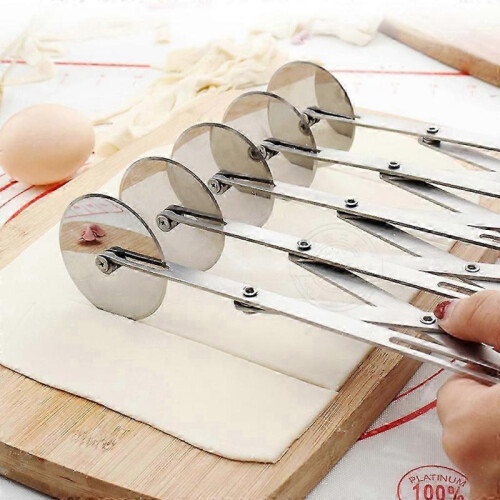 5 Wheel Pastry Cutter Stainless Pizza Slicer Multi-Round Dough Cutter Roller 2
