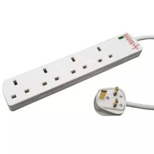 4 Way Surge Protection Mains Lead Extension Wire Cable Socket UK Power Plug -2M