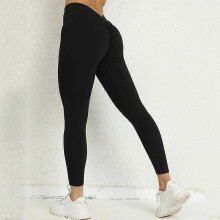 (M, Black) Women Peach Butt Fitness Yoga Pants V-Waist Upturned Buttocks Tight Sports Pants