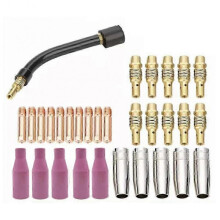 31Pcs 15AK for Binzel Torch/ Consumables Electrode Link Rod Tips Goose Neck Bend for MIG Welding Ma