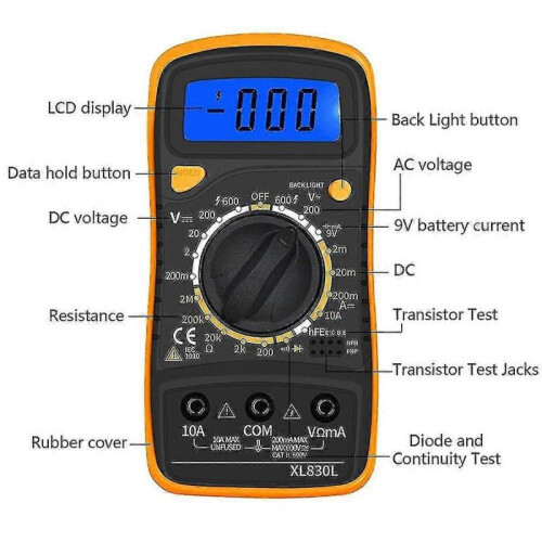 Digital Multimeter Voltmeter Tester Multi Meter Backlight Lcd Measurement Tool Electronic Test Mete 2