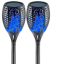 (33LED, blue light) Solar Lights With Flame, (2 Pack) Solar Flame Lights For Garden Lawn Patio Yard