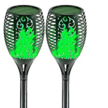 (33LED, green light) Solar Lights With Flame, (2 Pack) Solar Flame Lights For Garden Lawn Patio Yard