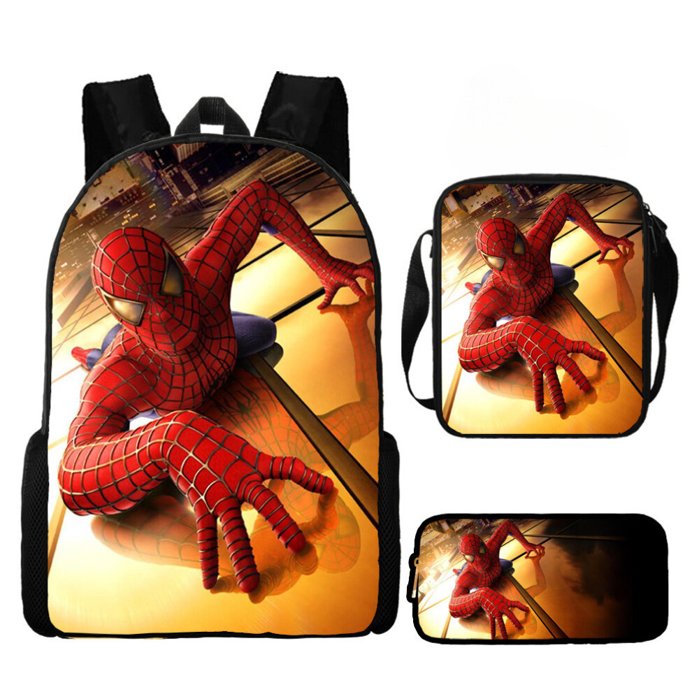 (L, 3-piece set backpack) Spiderman Kids School Backpack, Large Capacity Cartoon Rucksack for Elementary Students-image-OPC-PHRBRKW-NEW
