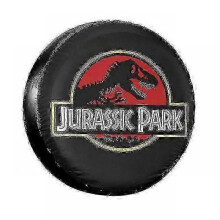 "Jurassic Park Logo Yellow Spare Tire Cover for Jeep Mitsubishi Pajero Giant Dinsaur Car Wheel Covers 14' 15' 16' 17' Inch"
