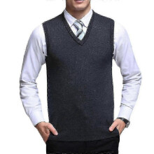 (L, Dark Gray) "Men's Classic V Neck Warm Solid Color Knitted Sweater VestP202112241048"