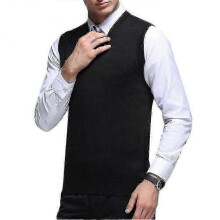 (L, Black) "Men's Classic V Neck Warm Solid Color Knitted Sweater VestP202112241048"