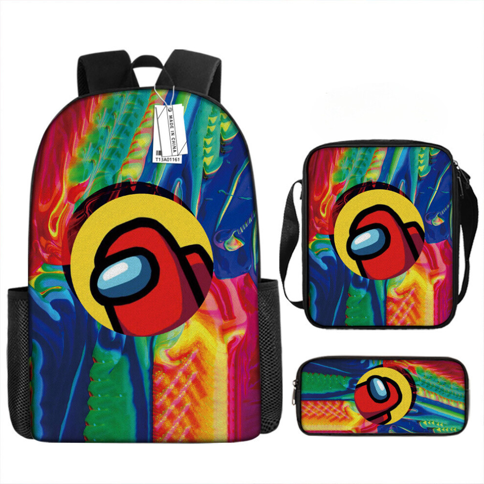 (F, Three-piece Set Backpack) Backpack Among Us School Bag Three-piece Set Game Accessories School Backpack Crossbody Bag Pencil Case-image-OPC-PHRBT7G-NEW