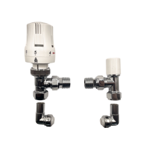 White Thermostatic Radiator Valve Bi-Directional/Towel Rail Valve 1/2" / With 90 Degree Push Fit Connector