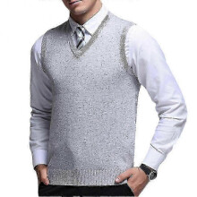 (3XL, Light Gray) "Men's Classic V Neck Warm Solid Color Knitted Sweater VestP202112241048"