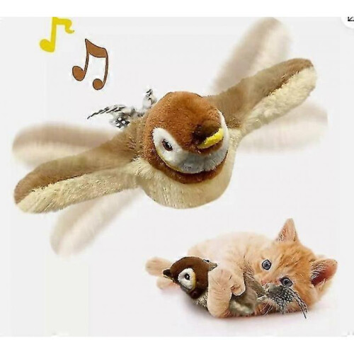 Electronic Interactive Flying Bird Cat Toy Hanging Pet Flapping Wings Sparrow